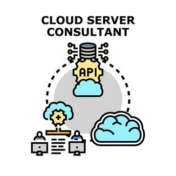 Cloud server consultant connecting users to managed data 스톡 일러스트