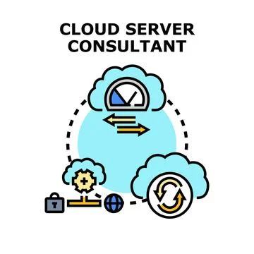 Cloud server consultant optimizing digital data network infrastructure Stock Illustration