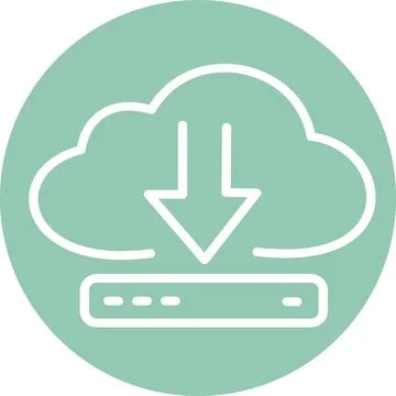 Cloud server data download flat graphic Stock Illustration