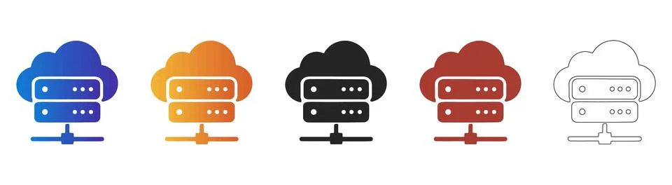 Cloud server data hosting network infrastructure icon Stock Illustration