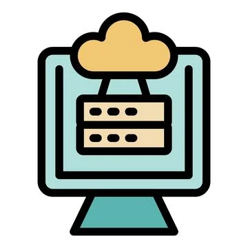 Cloud server data icon vector flat Stock Illustration