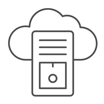 Cloud server, data storage thin line icon, CCTV concept, database vector sign on 스톡 일러스트
