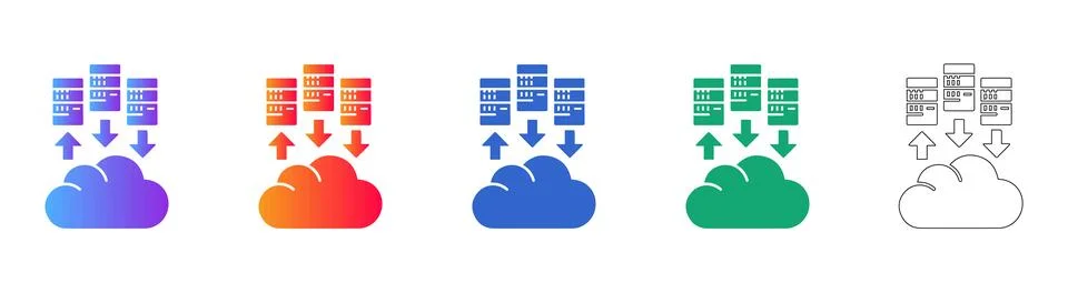Cloud Server Data Transfer Network Icons Stockillustratie
