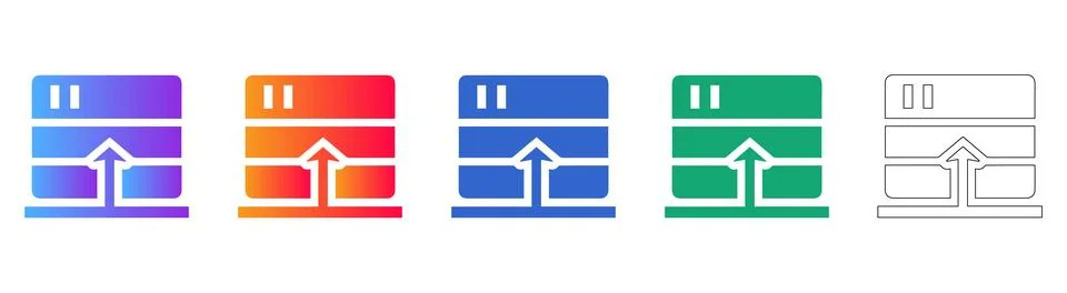 Cloud Server Data Upload and Sync Icons Illustrazione stock