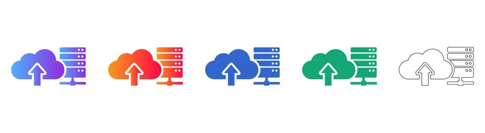 Cloud Server Data Upload Icons for Cloud Computing 스톡 일러스트