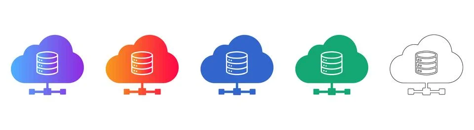 Cloud Server Database Management Icons イラスト素材