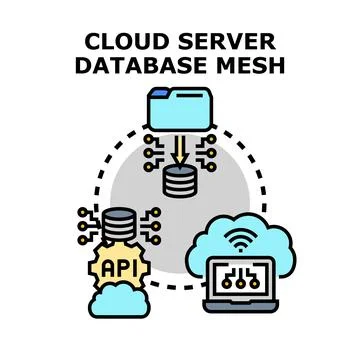 Cloud server database mesh computing data network 스톡 일러스트