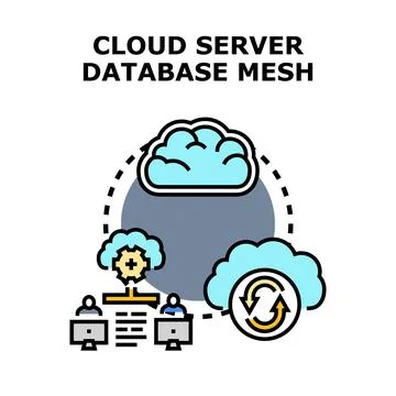 Cloud server database mesh computing data network Stock Illustration