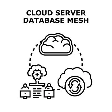 Cloud server database mesh computing data network Stock Illustration