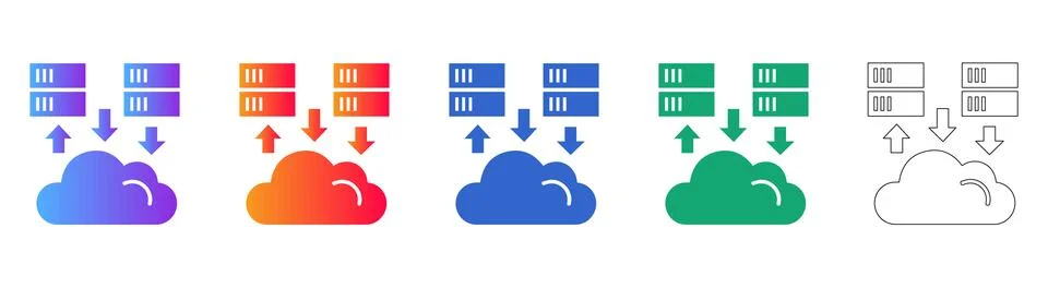 Cloud Server Database Sync Process Icons イラスト素材