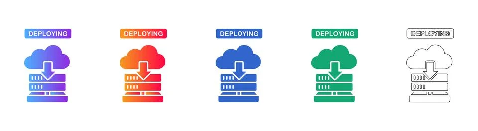 Cloud Server Deploying Icons Stock Illustration