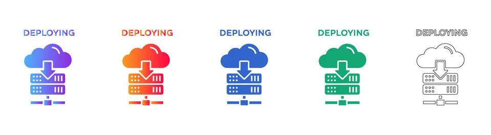 Cloud Server Deployment Process Icons イラスト素材
