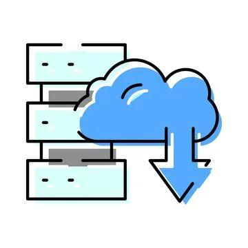 Cloud server downloading data for hosting storage Illustrazione stock