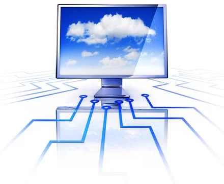 Cloud server high resolution rendering of a cloud computing concept Copyri... Stock Photos