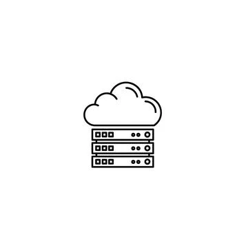 Cloud server hosting icon - data storage infrastructure outline Illustrazione stock