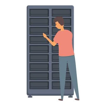 Cloud server icon cartoon vector. Datacenter room Stock Illustration