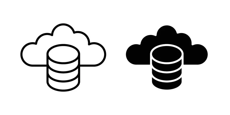 Cloud server icon linear versions pack on white background Illustrazione stock