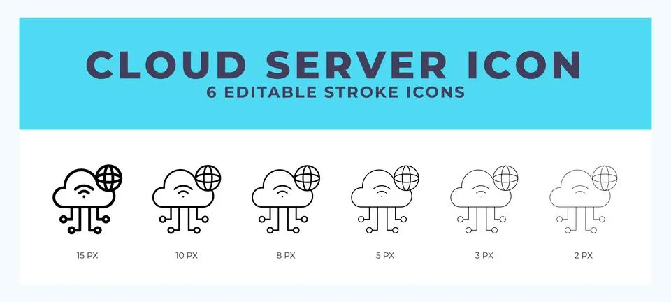 Cloud server icon. Regular line. Thin line. Bold line. Vector illustration. Stock Illustration