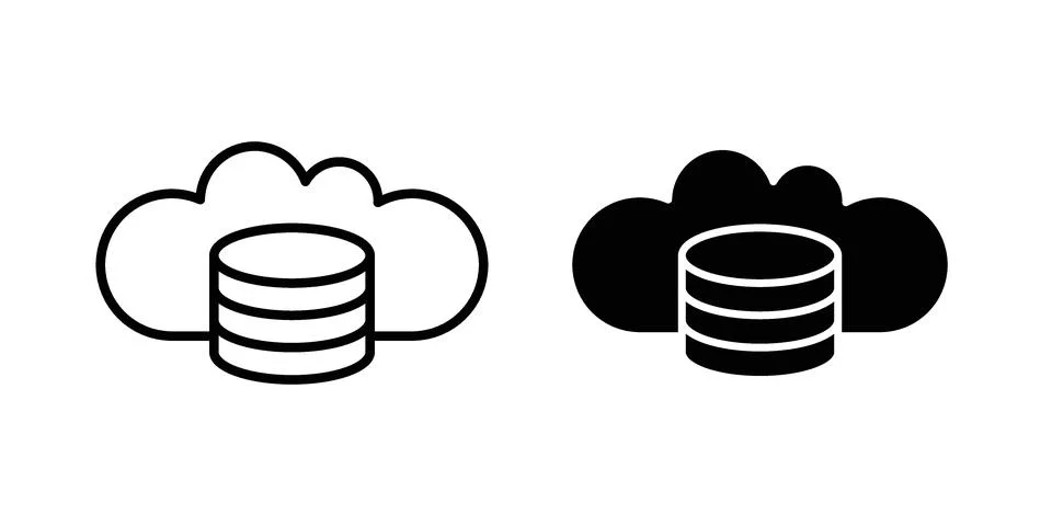 Cloud server icon set modern line and solid style collection. Stock Illustration