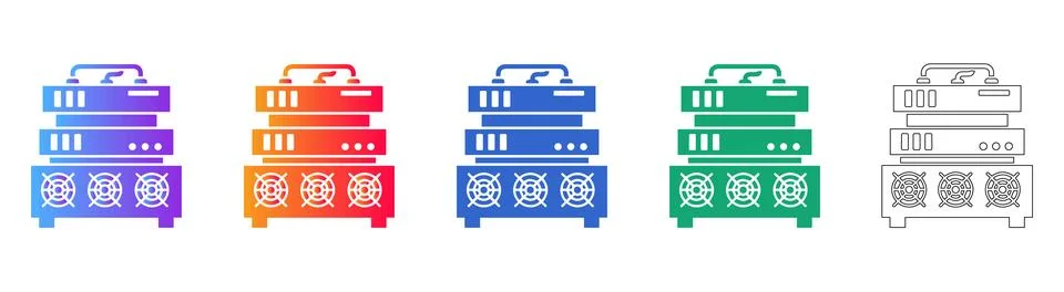 Cloud Server Infrastructure and Cooling Fan Icons 스톡 일러스트