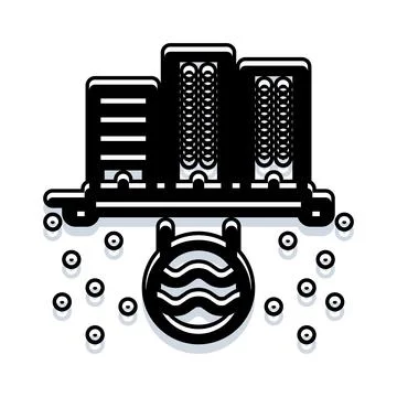 Cloud server infrastructure and data storage network icon 库存插图
