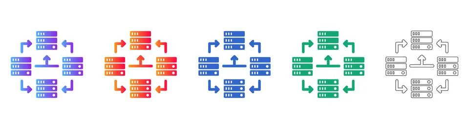 Cloud Server Infrastructure and Data Transfer Icons Illustrazione stock