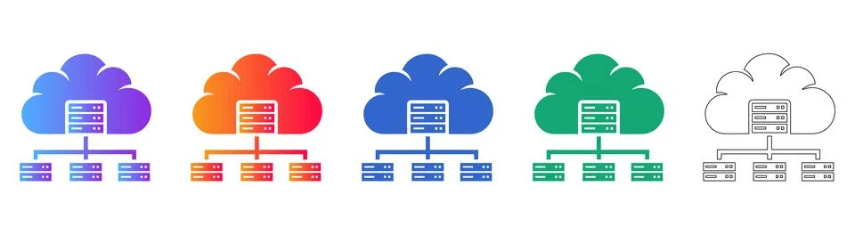 Cloud Server Infrastructure and Networking Icons 库存插图