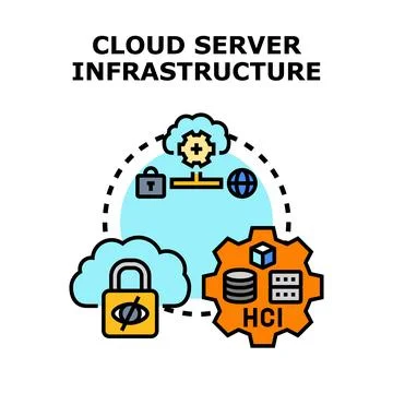 Cloud server infrastructure concept with data security Stock Illustration