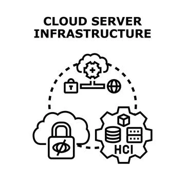 Cloud server infrastructure concept with data security 스톡 일러스트