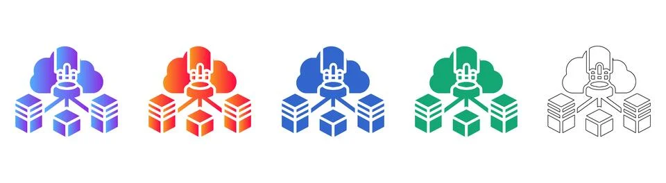 Cloud Server Infrastructure Diagram Set Stock Illustration