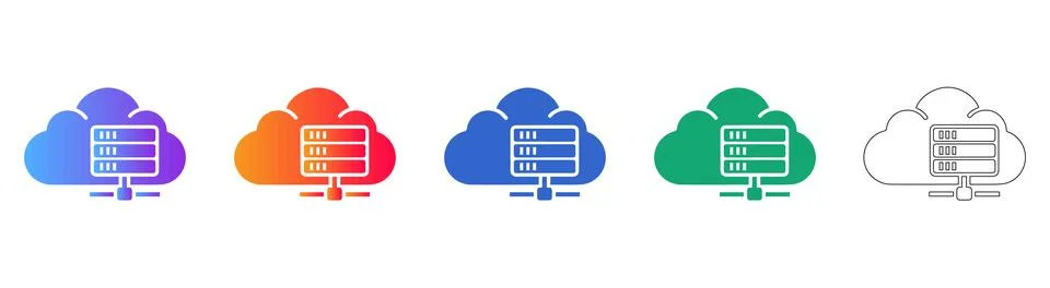 Cloud Server Infrastructure Icon Set Stock Illustration