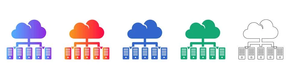 Cloud Server Infrastructure Icons Stock Illustration