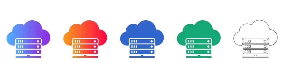Cloud Server Infrastructure Icons Set Illustrazione stock