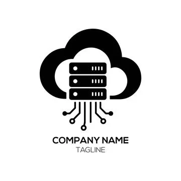 Cloud Server Infrastructure Logo Design with Stacked Data Center Stock Illustration