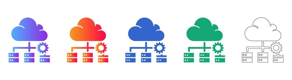 Cloud Server Infrastructure Management Icons 스톡 일러스트