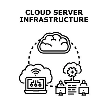 Cloud server infrastructure managing global data network Stock Illustration