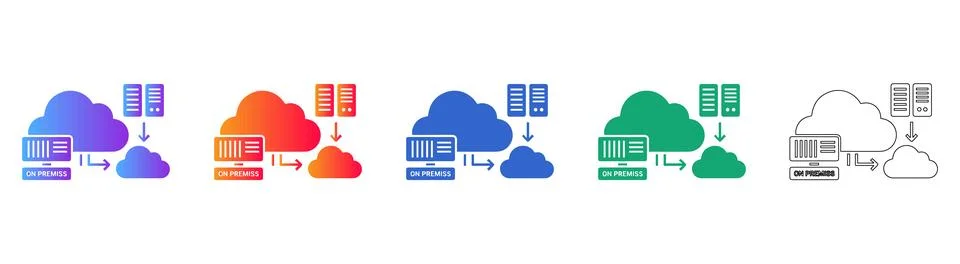 Cloud Server Integration Icon Set Stock Illustration