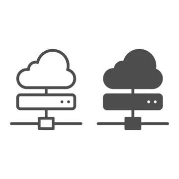 Cloud server line and glyph icon. Computing vector illustration isolated on 스톡 일러스트