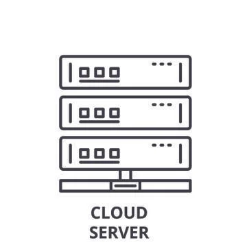 Cloud server line icon concept. Cloud server vector linear illustration, symbol Ilustración de archivo