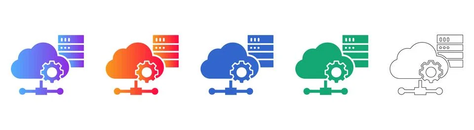 Cloud Server Maintenance Icon Set イラスト素材