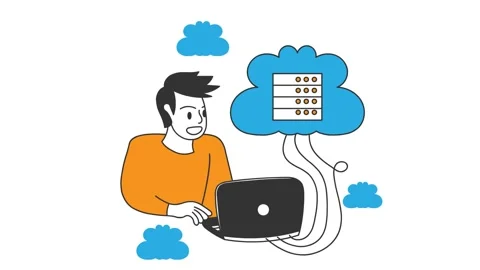 Cloud server Motion graphic design animation. Website developer technology video Stock Footage 230675906