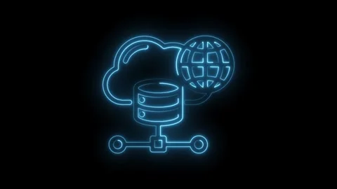 Cloud server neon style animation global connectivity digital network concept Video stock 330782701