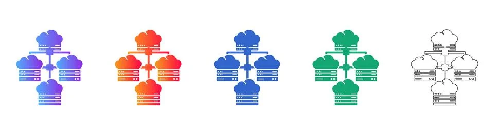 Cloud Server Network Architecture Icon Set Illustrazione stock