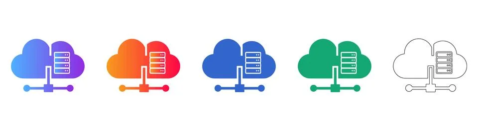 Cloud Server Network Icons for Data Storage and Computing Services 스톡 일러스트