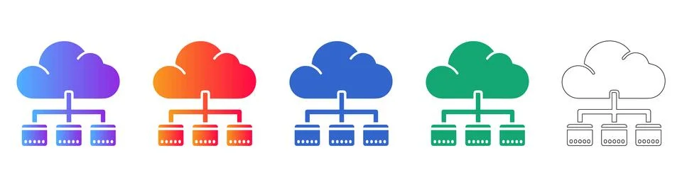 Cloud Server Network Illustration Set Иллюстрация