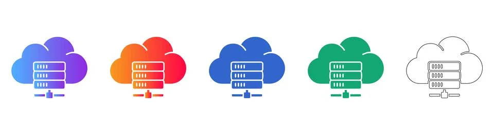 Cloud Server Network Infrastructure Icon Set Stock Illustration