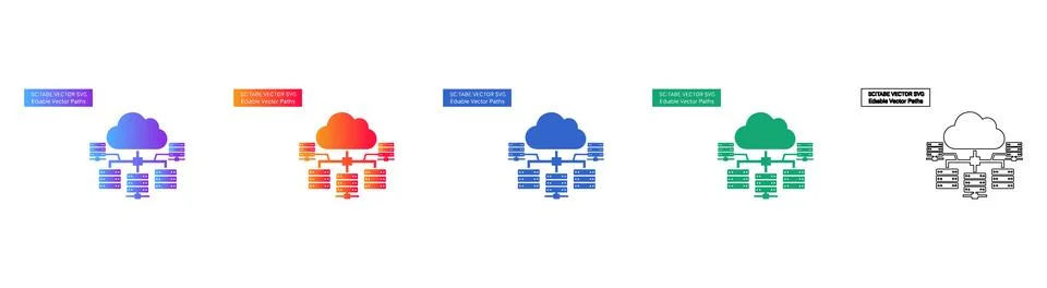 Cloud Server Network Infrastructure Icons Illustration
