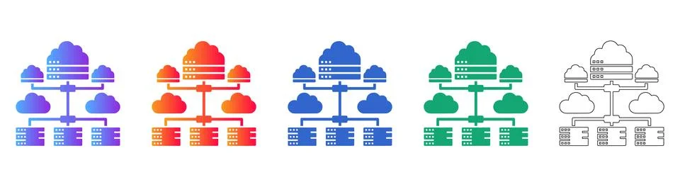 Cloud Server Network Infrastructure Icons Stock Illustration