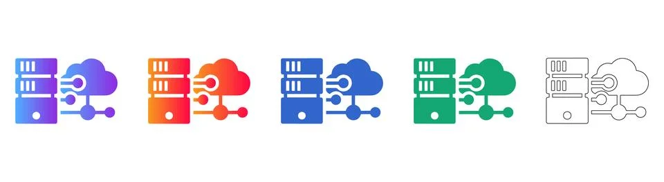 Cloud Server Networking Concept Icons Stock Illustration