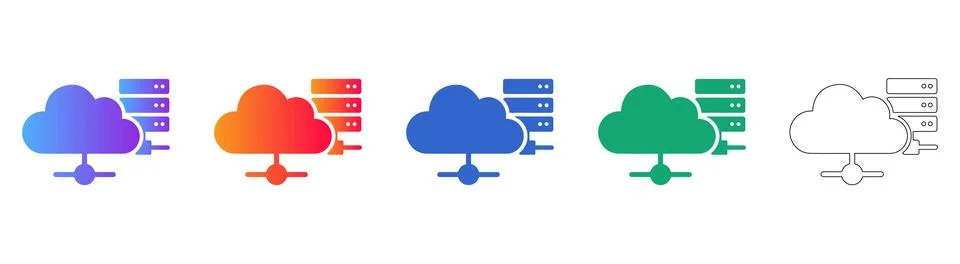 Cloud Server Networking Icon Set Stock Illustration